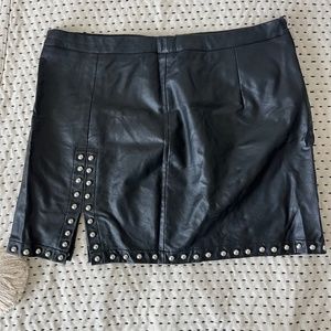 Faux leather studded skirt